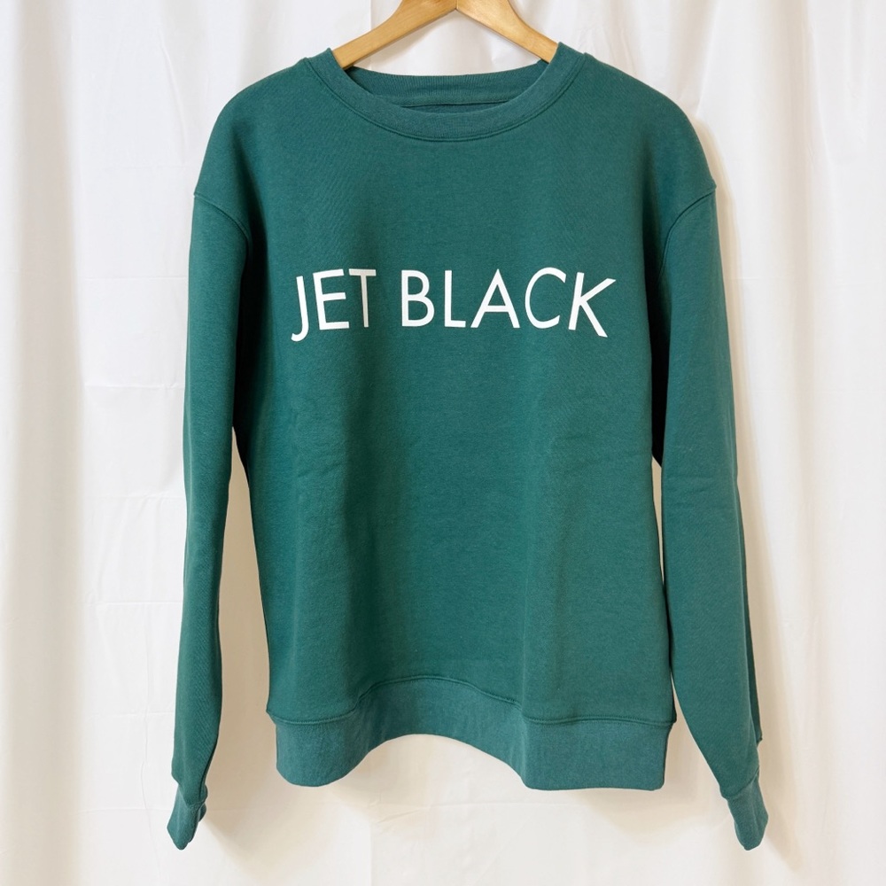 Brunette The Label Core Crew JET BLACK Emerald Green L/XL NWT